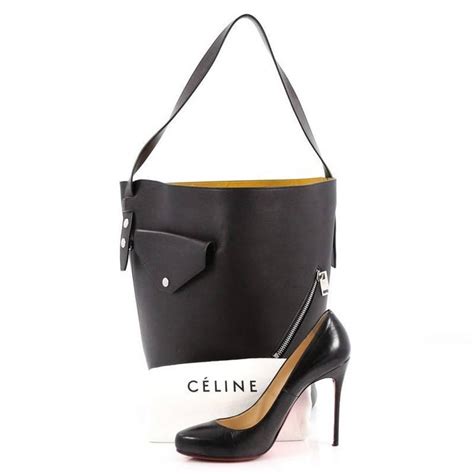 celine bucket biker shoulder bag|CELINE Natural Calfskin Biker Bucket Shoulder Bag White Dark .